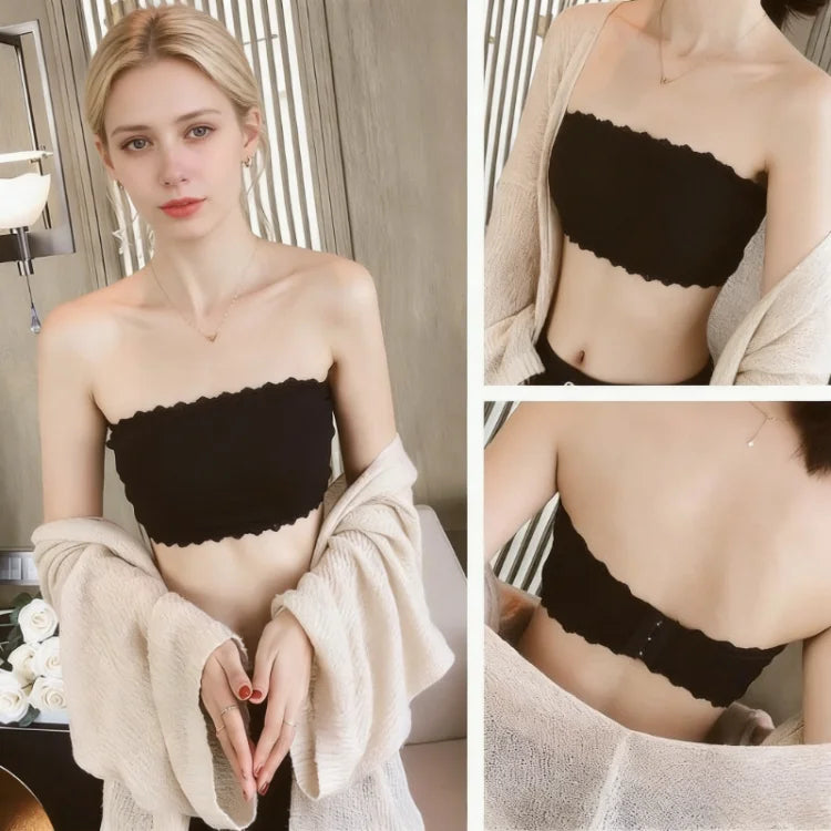 Summer Strapless Women Bras Back Lace Sexy Chest Tops Seamless Breathable Underwear Brassiere Solid Invisible Wraps Bra Push Up