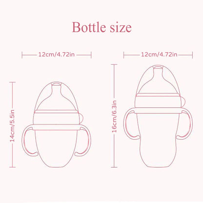 New 0-36 months baby nano-silicone bottle 240ml 150ml with handle Breastmilk-like design Soft milk pulling
