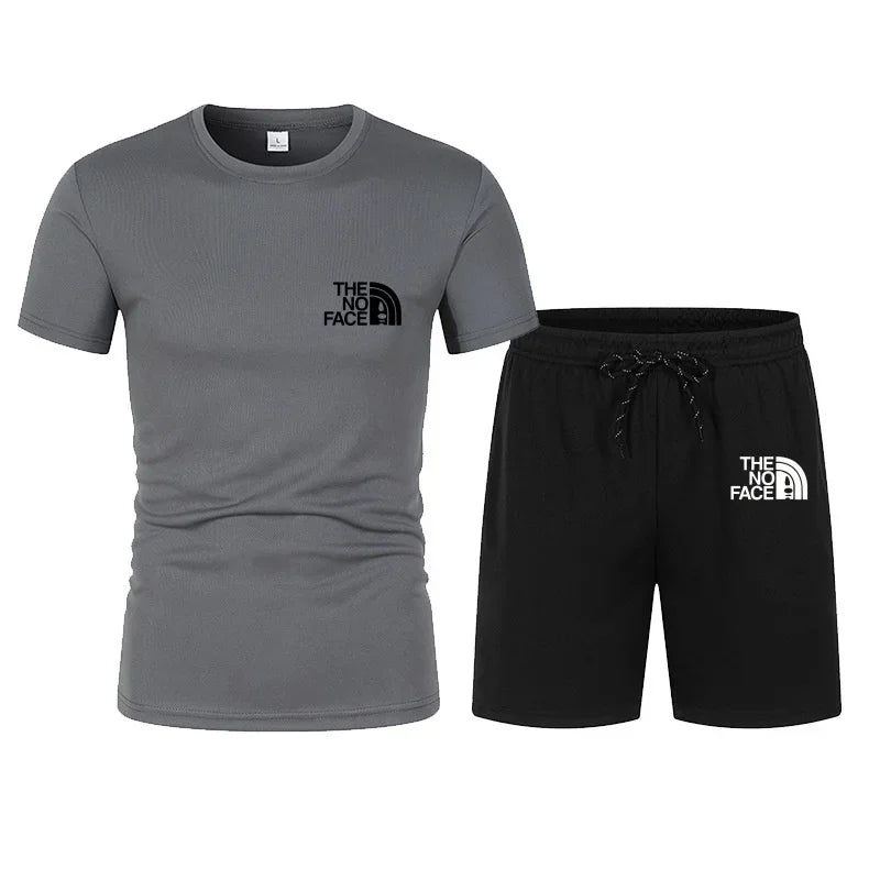 2026 Summer Fashion Trend Casual Sports Two-piece Set Trendy Men's Short Sleeved T-shirt+shorts Set