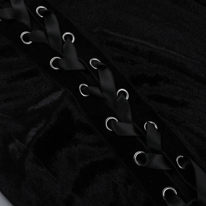 Goth Dark Punk Grunge High Split Hem Straps Dess 90s Streetwear Gown Women Sexy Corn Bandage Velvet Dresses Mall Gothic Clothing