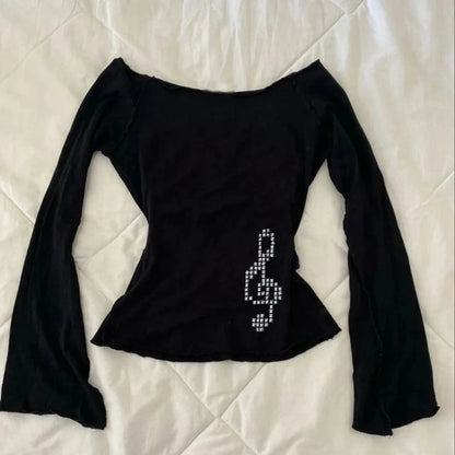 Harajuku cut top fashionable hot brick printed T-shirt pattern T-shirt y2k women's street fashion emo girl