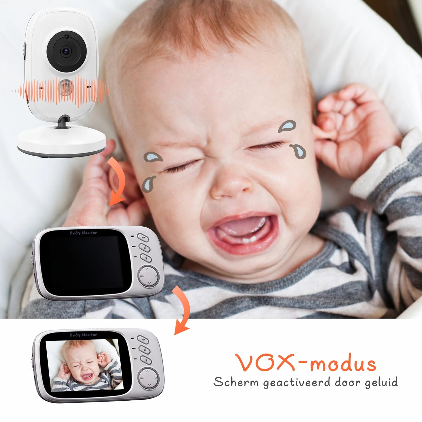 VB603 Baby Monitor 2.4G Wireless with 3.2 Inches LCD 2 Way Audio Talk Night Vision Surveillance Security Camera Babysitter