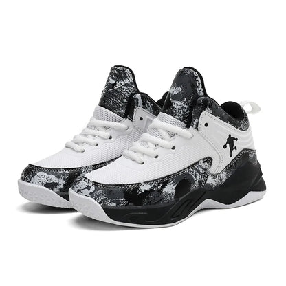 Children Basketball Shoes - Kids Sneakers Lace Up | Non Slip PU Leather High Top