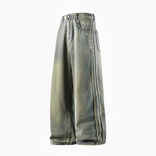 Man Pants Jeans Baggy Jeans Loose Fit Straight Leg High Street Casual Trousers For Men Spring Autumn Trendy Wide Leg