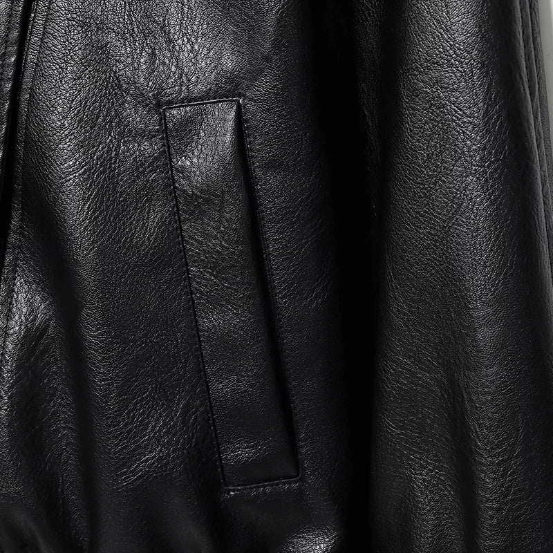 HXAO Black Jacket For Woman Outerwears Faux Leather Jacket Long Sleeve New In Coats And Jackets Zipper Bomber Motorcycle Jacket