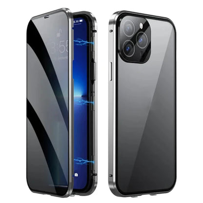 Metal Magnetic Anti Peeping Privacy Case For iPhone 17 16e 15 14 13 12Pro Max Magsafe Case 360 Protection Shockproof Phone Cover
