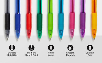 Retractable Ballpoint Pens Smooth Writing Black Ink 1.0mm Medium Point for School Office Note Taking Journal Planner Supplies 24 Pack