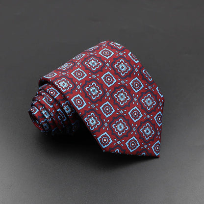 Mens Silk Tie - 75cm Soft Novelty Necktie in Blue Green Orange Floral Pattern