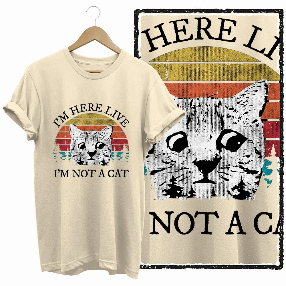 COOLMIND BEIGE cat print exclusive graphic 100% cotton women T shirt big size loose cotton cat lover women tshirt LOVELY cat tee