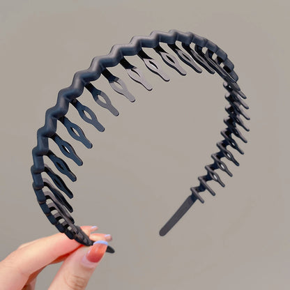 Unisex Metal Wavy Spring Hair Hoop Black Non Slip Outdoor Sports Headbands For Women Men Simple Hairband Face Washing Headdress