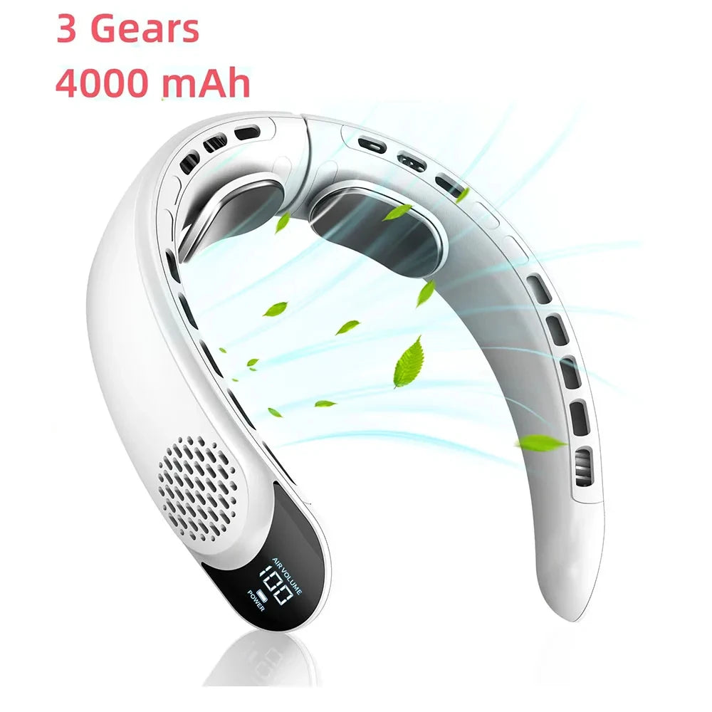 New Quad-Core USB Neck Fan Turbine Vaneless Design Easy Simple Control Carry for Outdoor Portable Portable Summer Gift Wearable