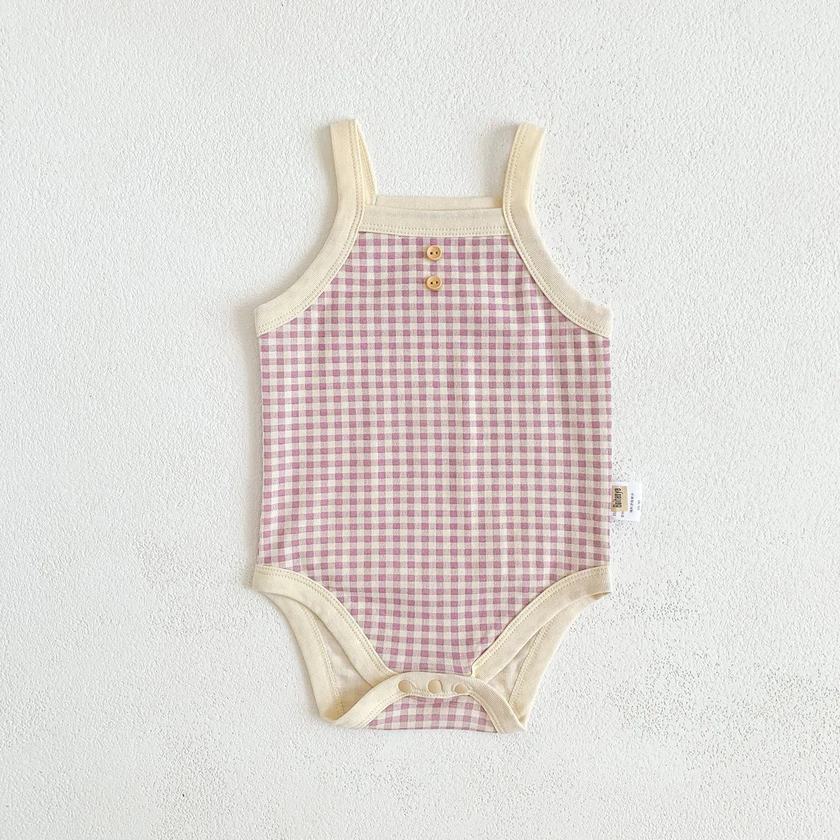 Baby Girls Jumpsuit - Soft Cotton Plaid Sleeveless Summer Romper with Snap Closure