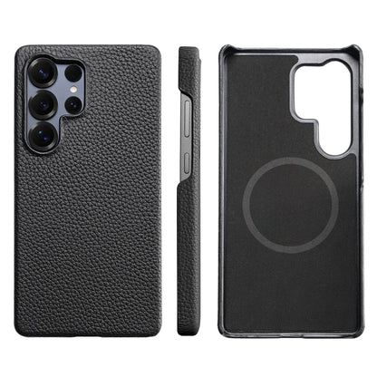 Magsafe Case Samsung - Genuine Cowhide Leather Magnetic Phone Protector for Galaxy S24 Ultra
