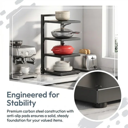 Heavy Duty Stainless Steel Pot Rack Adjustable Multi Layer Kitchen Organizer Storage Holder for Pots Pans Cookware Utensils