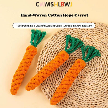 Chew Toys For Small Dogs Puppy Cleaning Teeth Bite Resistant Carrot Cotton Rope Pet Playing Toy Accessories Pet Supplies
