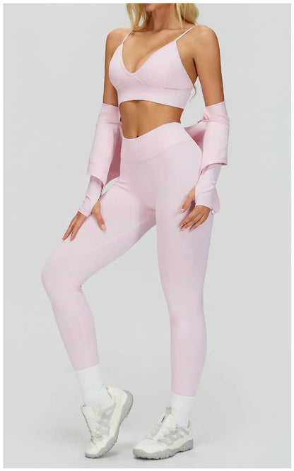 2/3PCS Seamless Yoga Set Gym Workout Suits Athletic Wear Women Legging Fitness Bra Crop Top Long Sleeve Sports Suits Sportswear