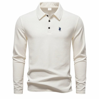 High end fashion polo shirt embroidered long sleeved men's clothing autumn new comfortable and breathable casual brand T-shirt