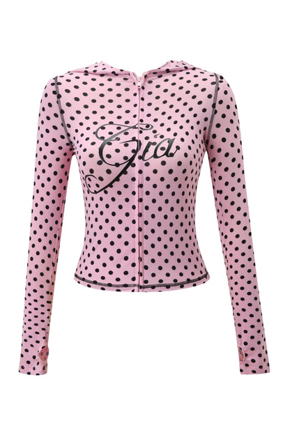 Gia neon pink regular shoulder slim-fit letter print topstitching design slim-fit hooded zip-up short jacket and pants set