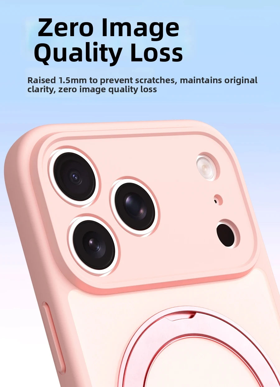 360 Rotating Magnetic Stand Case for iPhone 17 15 14 13 16 Pro Max Air for Magsafe Stress Relief Ring Holder Full Lens Cover