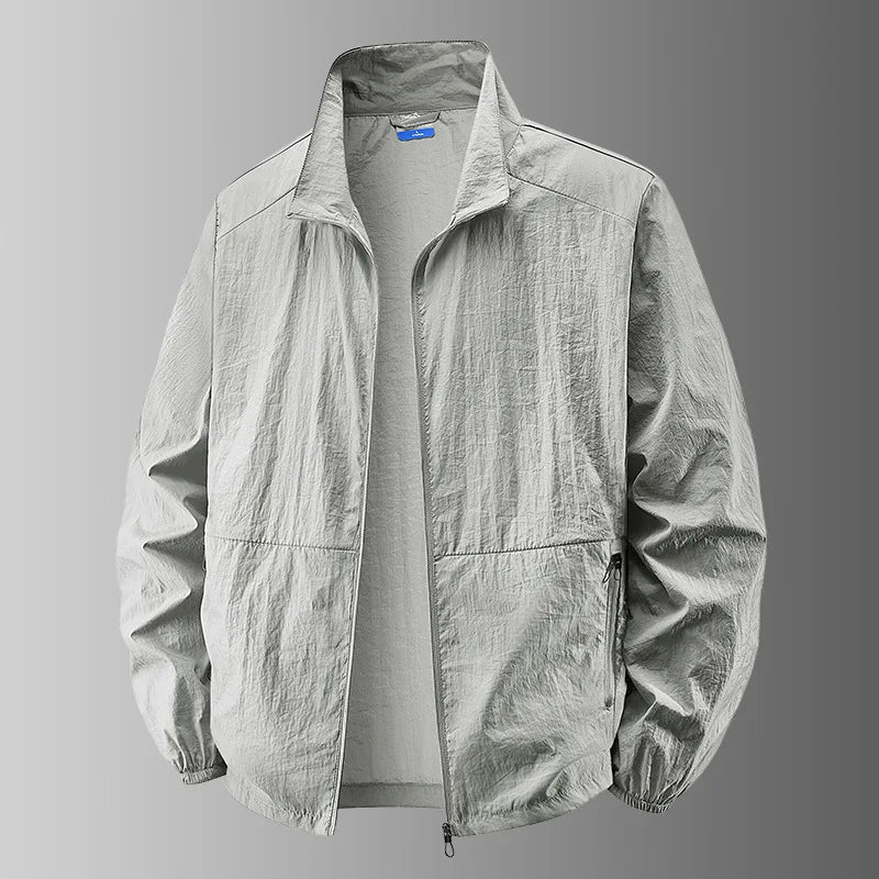 Men's Sun Protection Jacket Windbreaker Spring Summer Outdoor UV Jacket Loose Stand Collar Oversized Sunscreen Coat Fishing