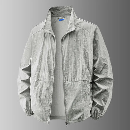 Men's Sun Protection Jacket Windbreaker Spring Summer Outdoor UV Jacket Loose Stand Collar Oversized Sunscreen Coat Fishing