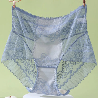 Plus size Luxury High Waist Panties Women Summer Sexy Hollow Underwear Cotton crotch Breathable Briefs Lingerie Lace Underpants