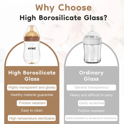Newborn baby Wide caliber High borosilicate glass Bottles Anti choking Anti-Colic Bottle 0-6 months+ 160ml 240ml Baby Bottles