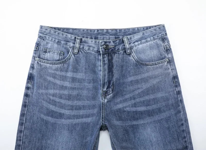 2026 Summer High Quality Brand Cloth Business Casual Men's Lightweight Straight Loose Jeans Classic Retro thin cotton trousers