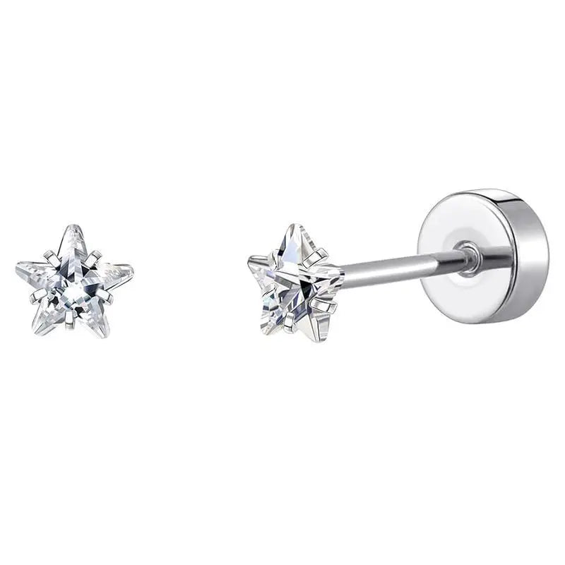Stainless Steel Stud Earrings – Heart Moon Cartilage Ball Studs for Women’s Body Piercing