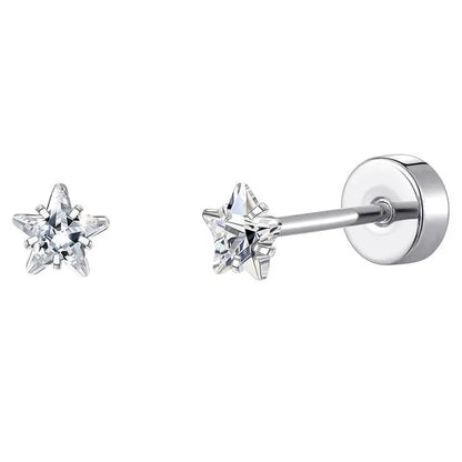 Stainless Steel Stud Earrings – Heart Moon Cartilage Ball Studs for Women’s Body Piercing