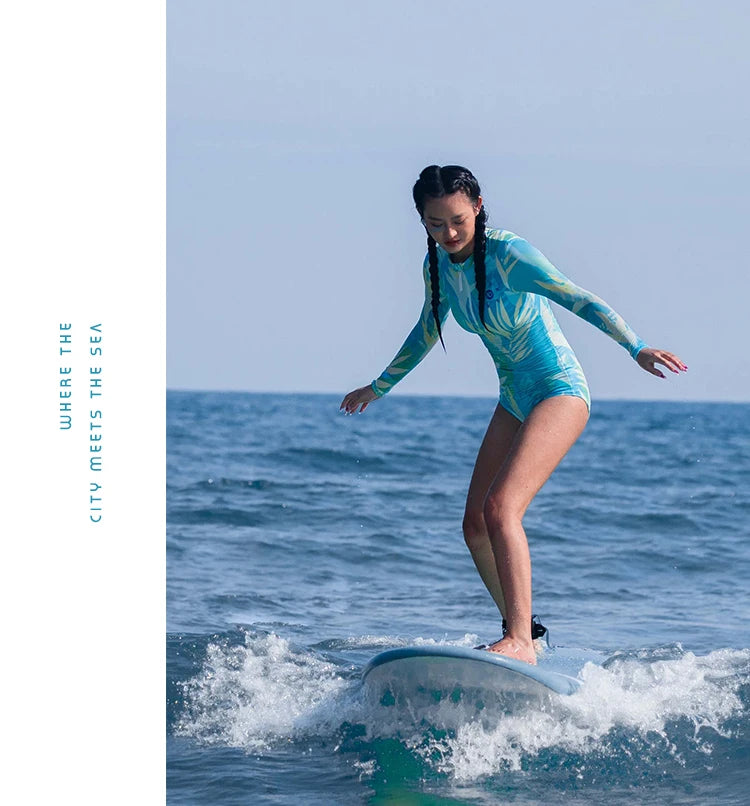 Nu-June Piece Swimsuit for Women, Long Sleeves, Rash Guard, Sports Swimwear, Surfing Bathing Suit, Body Suit, Beach, Hot Spring