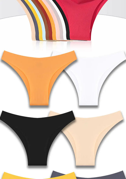 FINETOO 5Pcs/Set Ice Silk Seamless Underwear Low Waisted Brazilian Pants Breathable High Elasticity Lingerie Intimates Panties