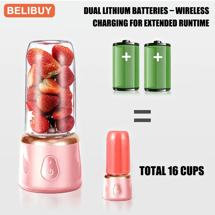 Portable USB Fruit Juicer Blender - Multifunctional Mini Juice Mixer with 6 Blades