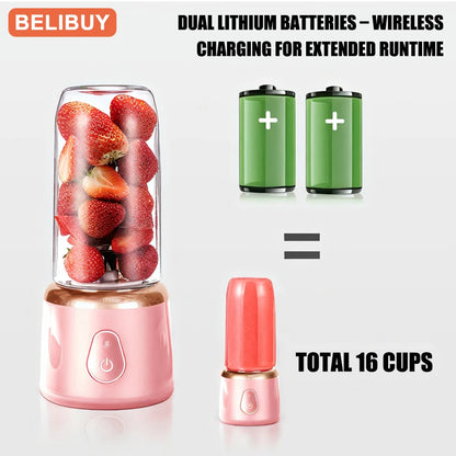 Portable USB Fruit Juicer Blender - Multifunctional Mini Juice Mixer with 6 Blades