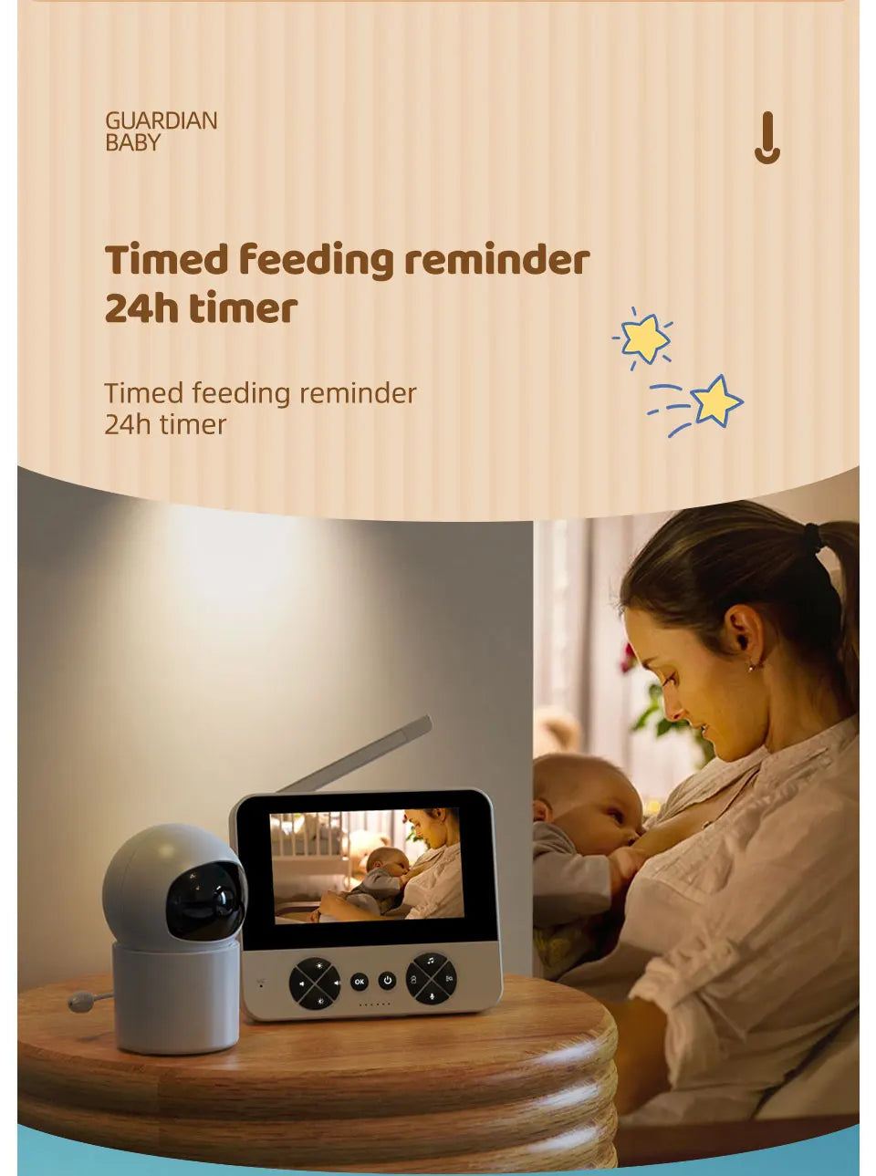 Danmini Intelligent Baby Monitor 4.3-inch IPS Color Screen Display PZT Control Night Vision Indoor Security Surveillance Camera