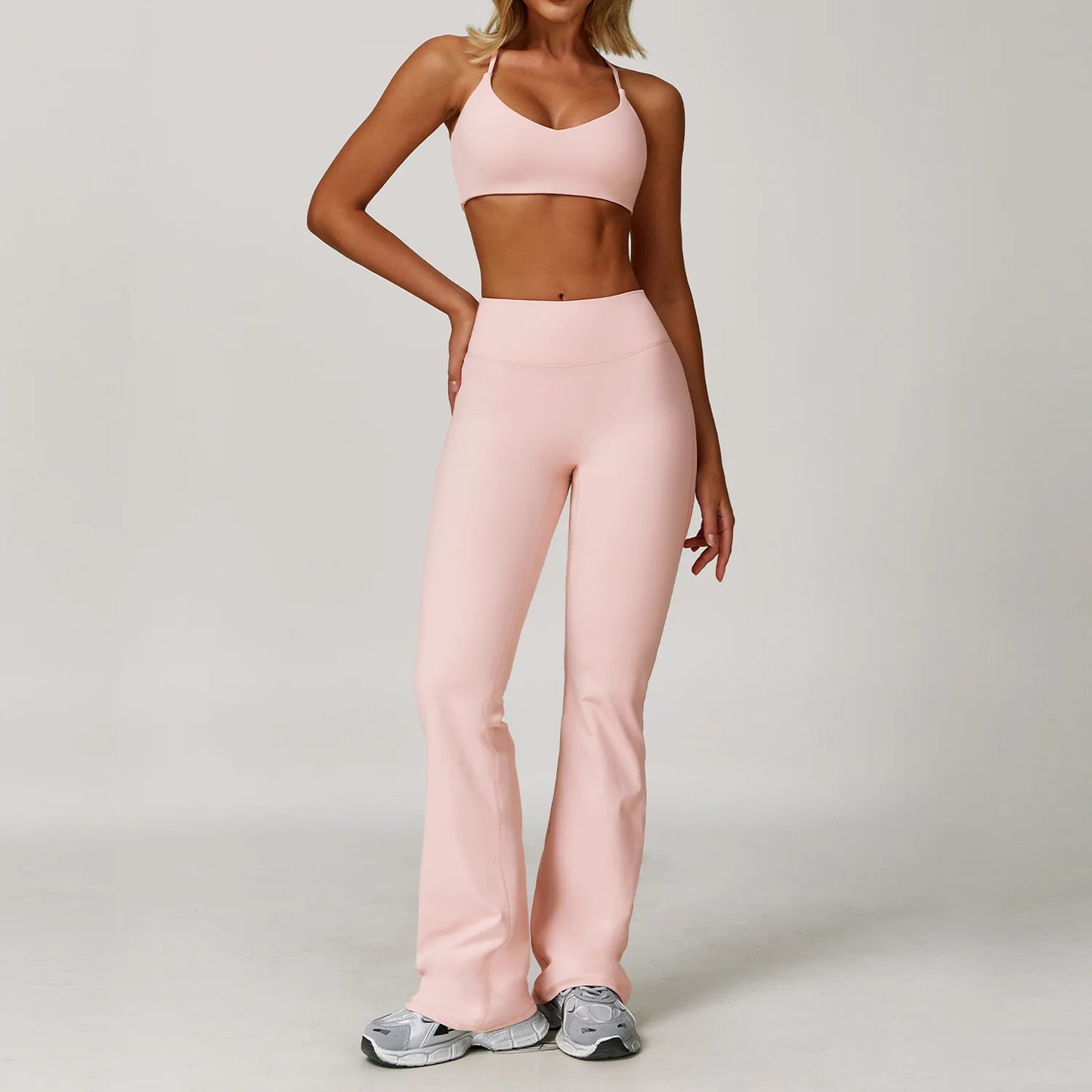 Women Yoga Sports Set - Running Fitness Outfit with Super Elastic, Breathable Gym Tracksuit