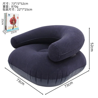 Inflatable Lazy Sofa U-shaped Flocking with Armrests, Backrest Seat Outdoor Pvc Indoor Portable Single Inflatable Sofa