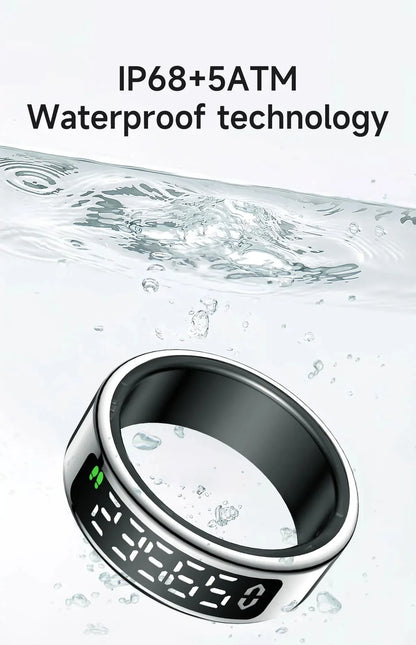 SY01 Smart Ring With LED Screen Bluetooth Health Monitoring Blood Oxygen Sleep Heart Rate Multi-sport Modes Waterproof IP68&5ATM