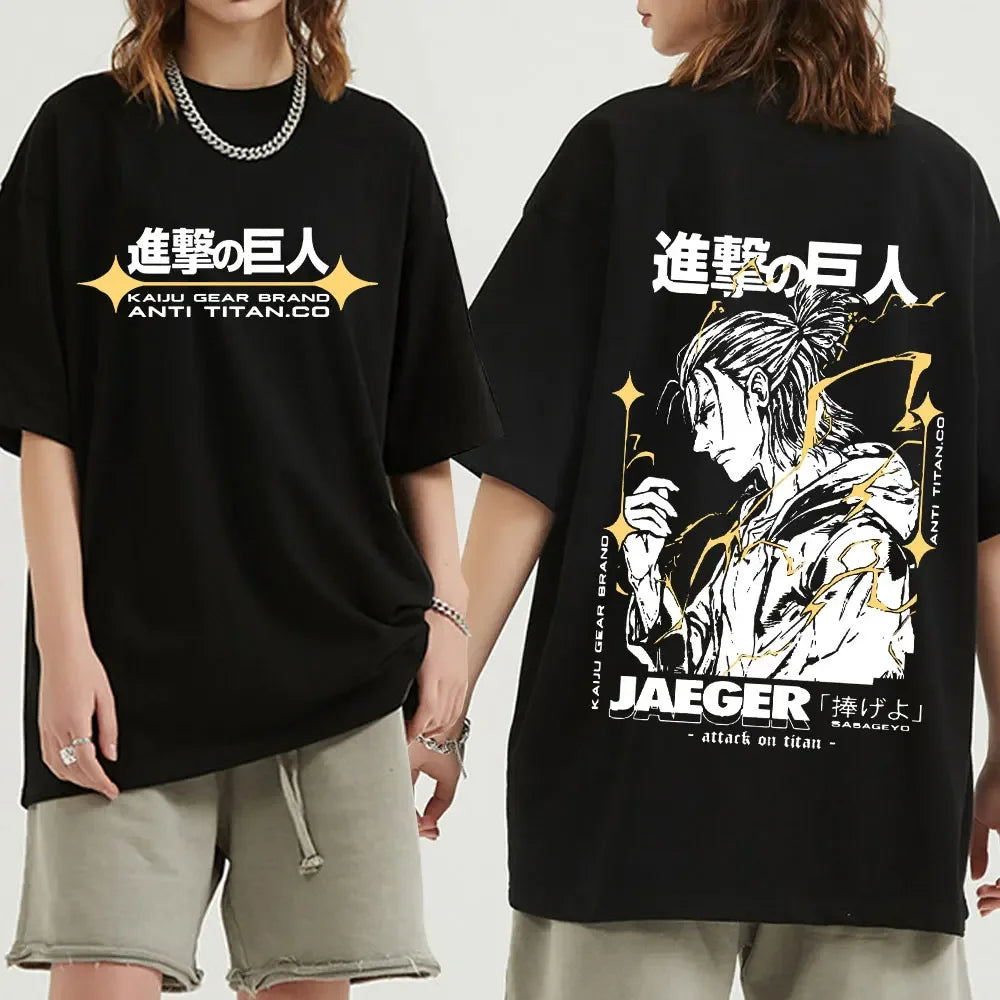 Anime Attack on Titan T-Shirt Ackerman Mikasa Eren Jaeger Cherry Blossom Graphics Logo T Shirt Clothes Men's Cotton T Shirts