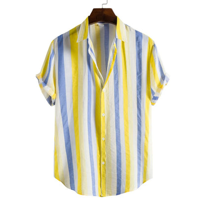 Men's Retro 90s Printed Shirts Hawaiian Short Sleeved Button Up Shirt Tropical Vacation Beach Shirt Men's Casual Loose Tops