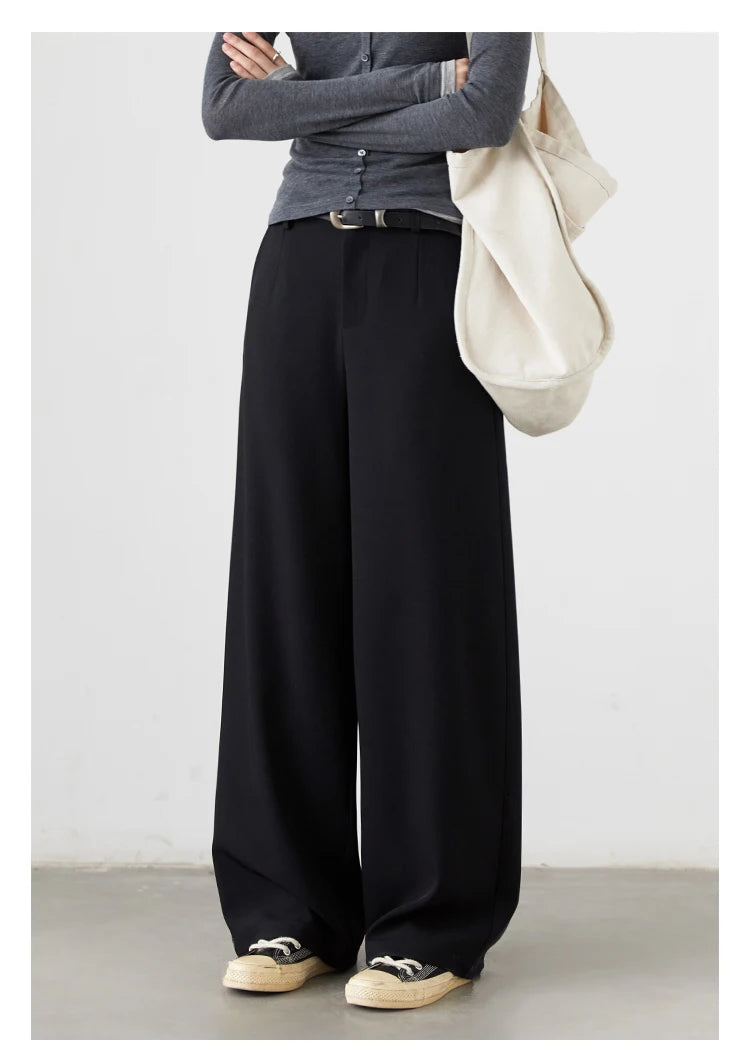 CHIC VEN Women Pants Solid Casual  Slim Straight Leg Suit Wide Leg Ladies Trousers Spring Autumn 2025 Clothing for Woman