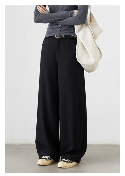 CHIC VEN Women Pants Solid Casual  Slim Straight Leg Suit Wide Leg Ladies Trousers Spring Autumn 2025 Clothing for Woman