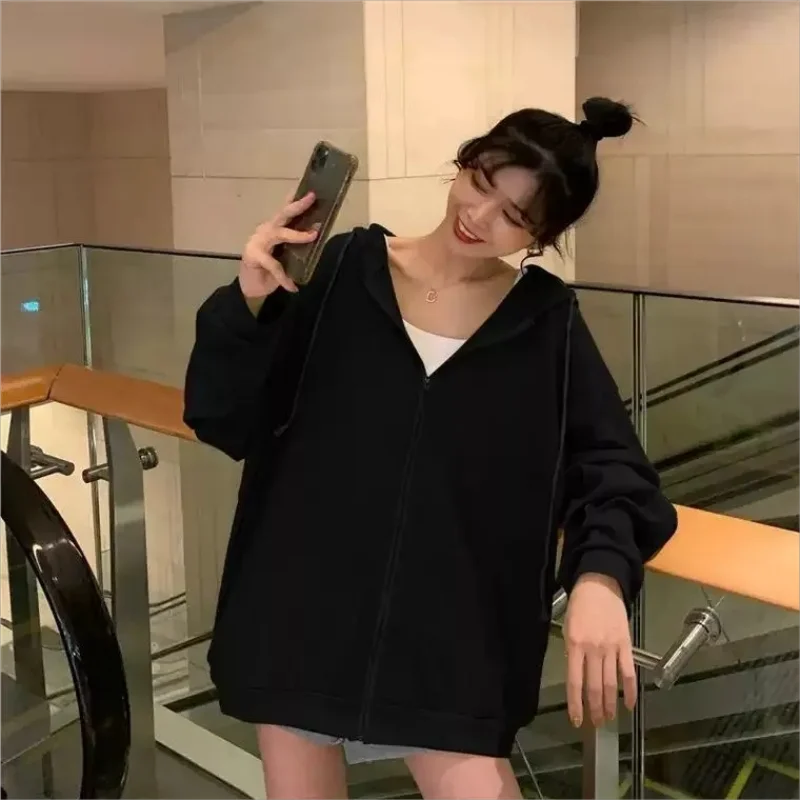 Summer Hooded Sun Protection Clothing Women's Casual Zipper Ultra-thin Lightweight Sun Protection Jacket Loose Top Female