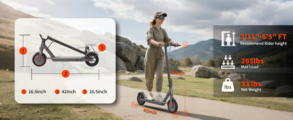 8.5inch Solid Tire Electric Scooter 10.5Ah 19mph Max Speed Smart APP Control 21miles Max Range Foldable E-Scooter for Adult