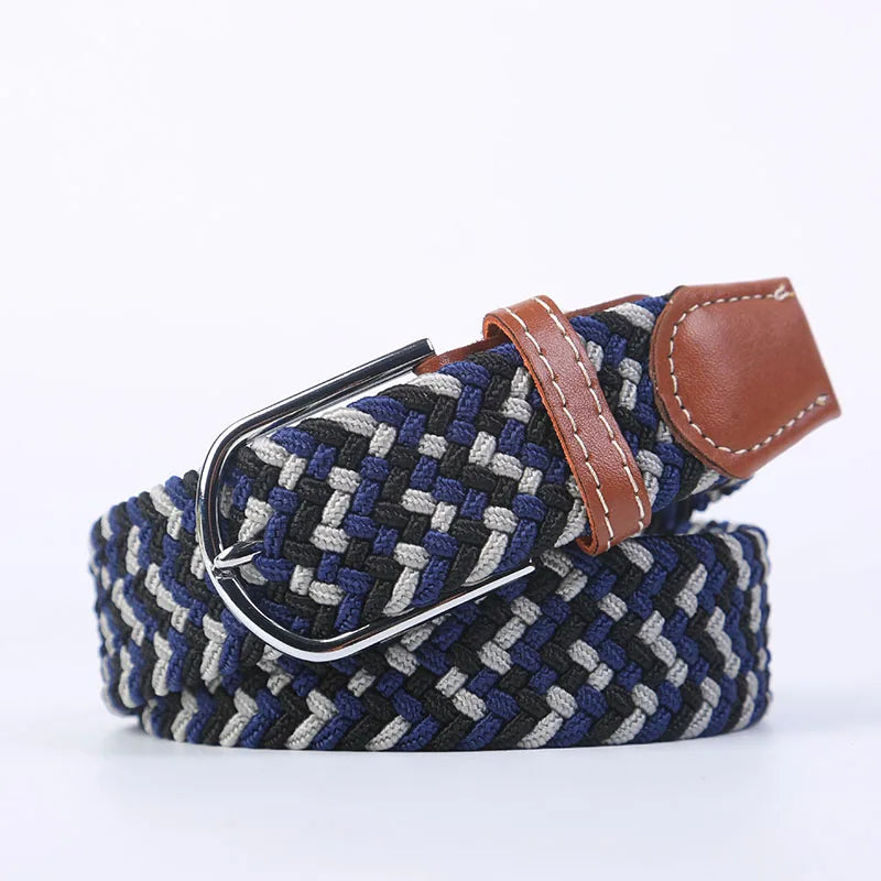 Unisex Stretch Jeans Belt - Casual Knitted Woven Canvas Pin Buckle