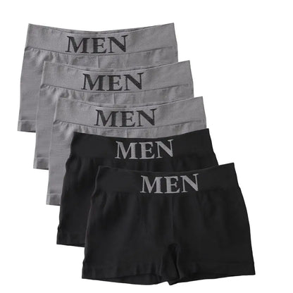 5PCS Thin High Elastic Men's Boxers Comfortable Plain Color Boxer Briefs Breathable Solid Underpants for Men