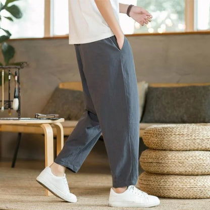 Lightweight Men's Ankel-Length Pants Solid Color Breathable Sweatpants Joggers Men Baggy Pants Streetwear Long Trousers Men