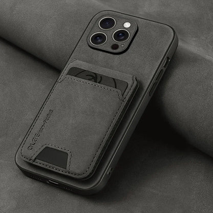 Luxury leather card holder phone case For iPhone 17 16E 16 17 15 14 13 11 Pro max wallet card bag leather shockproof back cover