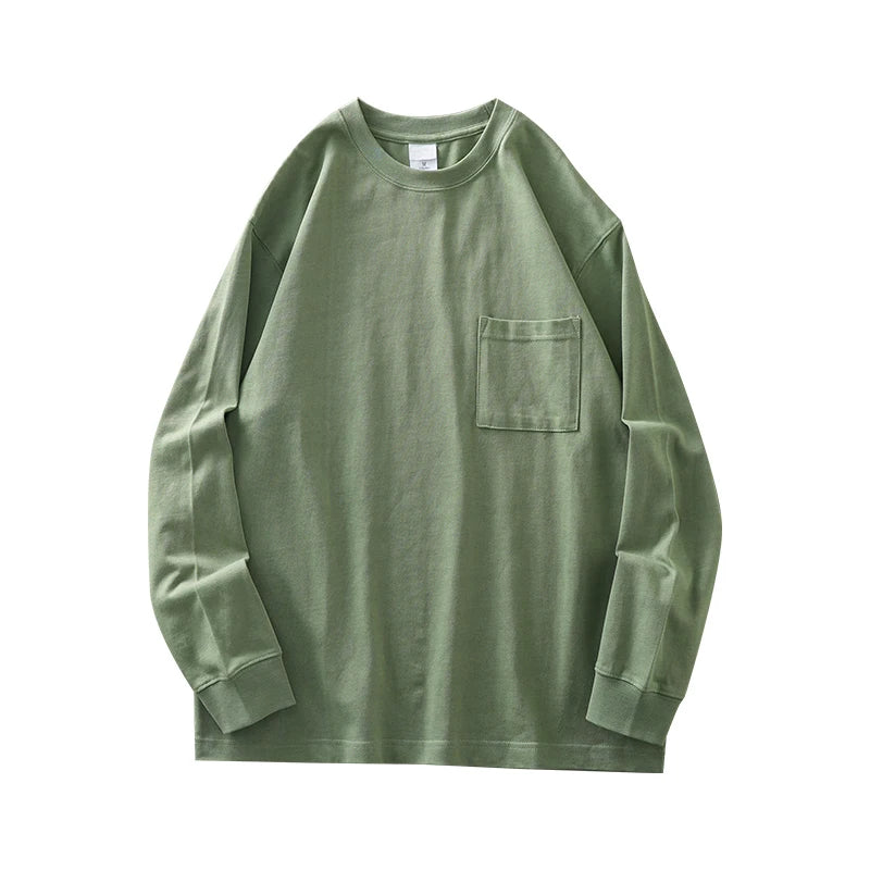 Men's Long Sleeve T Shirt - DUKEEN Heavyweight Cotton Crew Neck Casual Tee