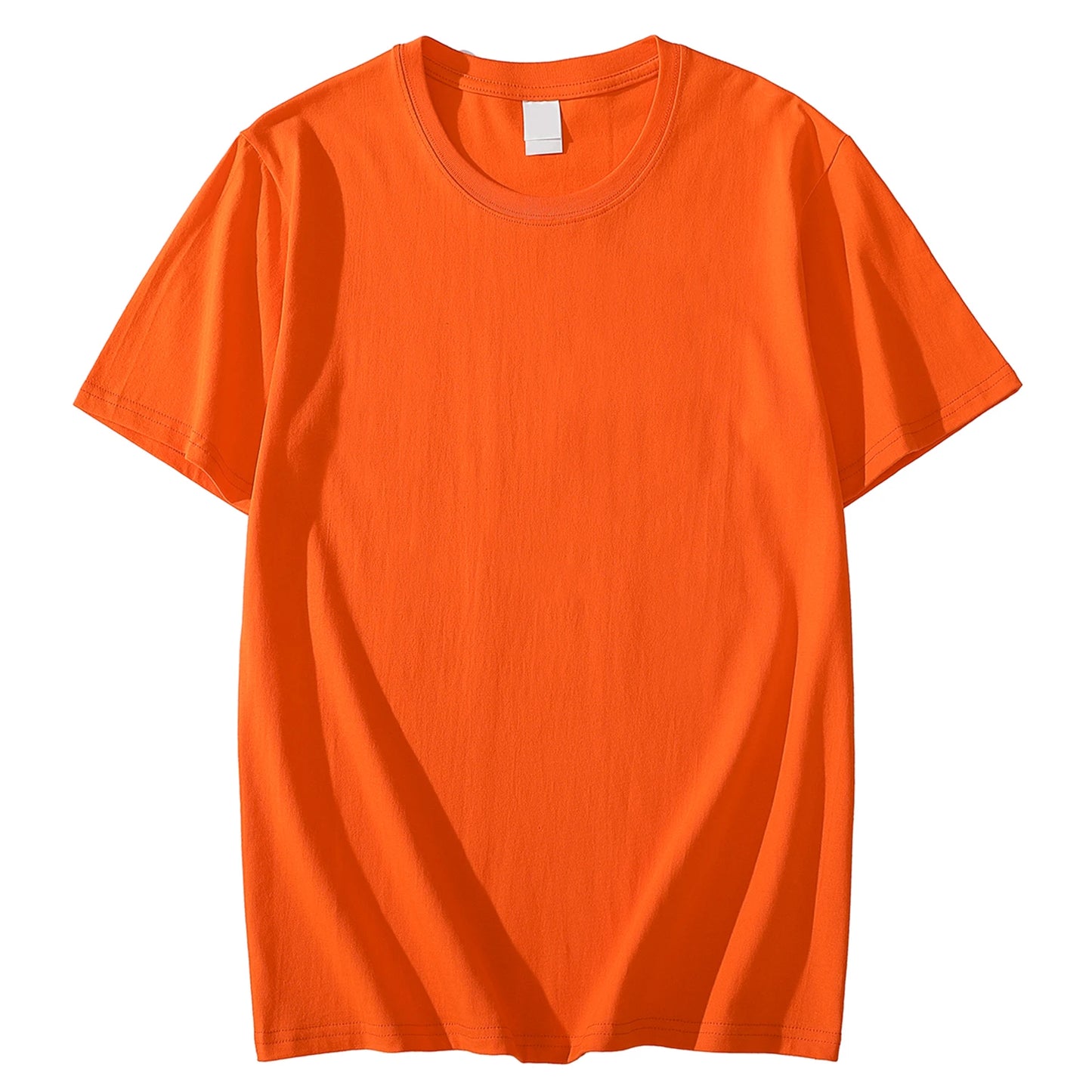 Solid Color T-Shirt - Heavy Cotton Fabric Crewneck Tee for Men & Women, Short Sleeve Casual Top